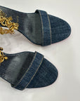 CHRISTIAN LOUBOUTIN Denim Gourmi 100 Heels 35 Blue Gold Shoes