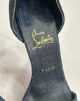 CHRISTIAN LOUBOUTIN Denim Gourmi 100 Heels 35 Blue Gold Shoes