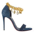 CHRISTIAN LOUBOUTIN Denim Gourmi 100 Heels 35 Blue Gold Shoes