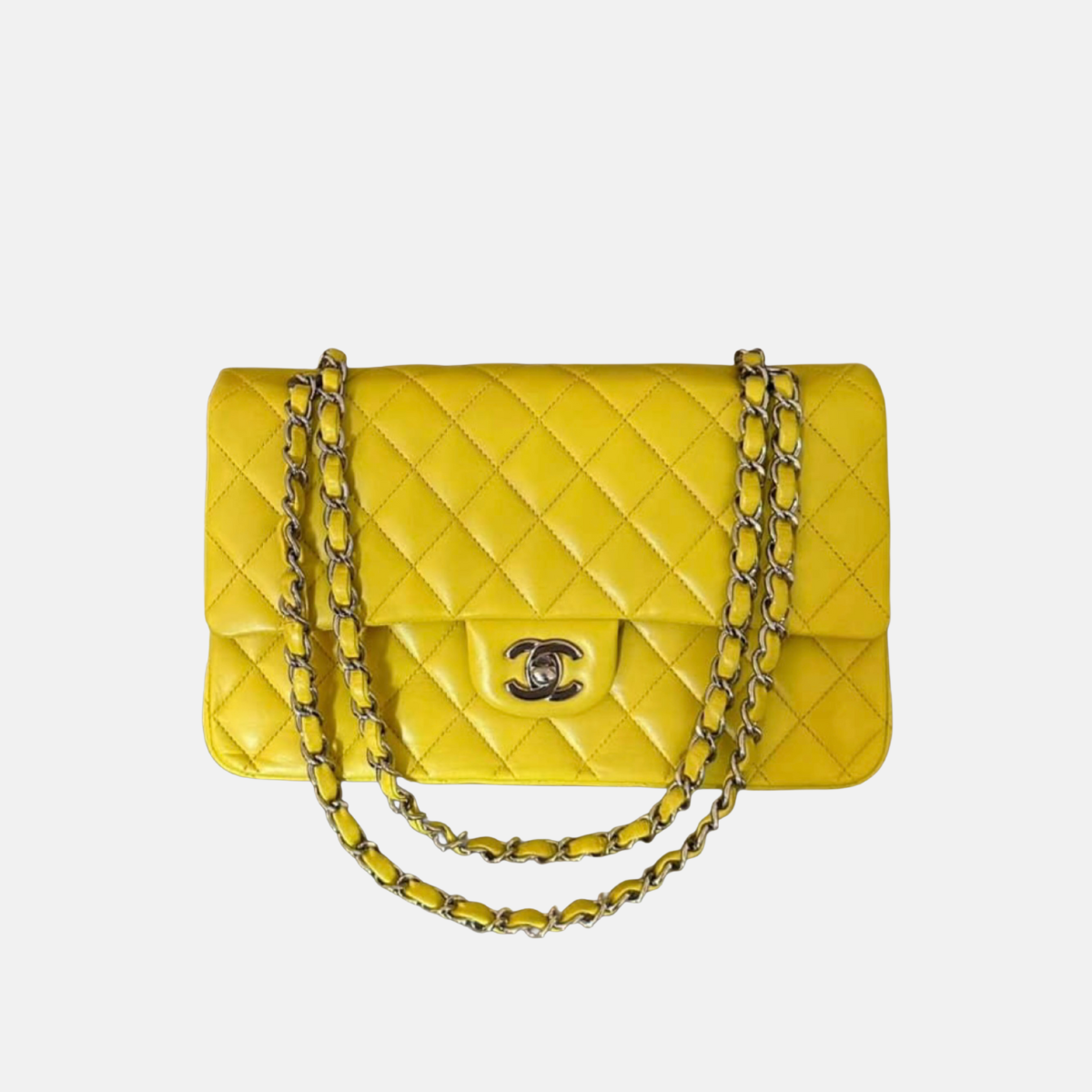 Chanel Yellow Quilted Caviar Leather Jumbo Classic Single Flap Bag Chanel